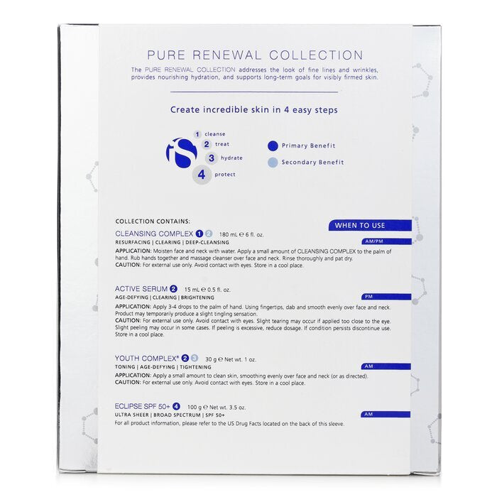 Pure Renewal Collection: Cleansing Compelx + Active Serum 15ml + Youth Complex 30g + Eclipse SPF 50 Sunscreen 180ml