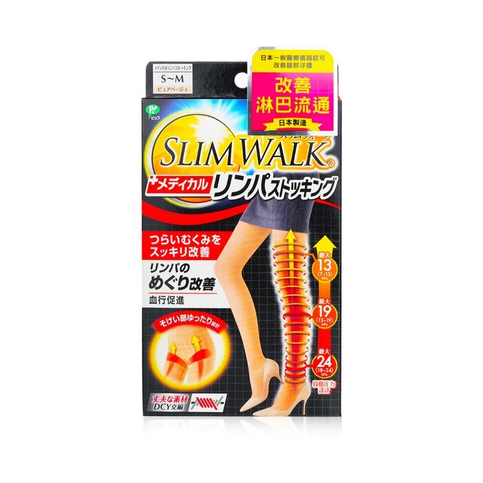 SlimWalk Medical Compression Lymphatic Pantyhose - Beige (Size: S-M) 1pair