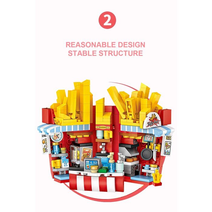 LOZ Dream Amusement Park Series - Chip Shop Building Bricks Set 14x18x8cm
