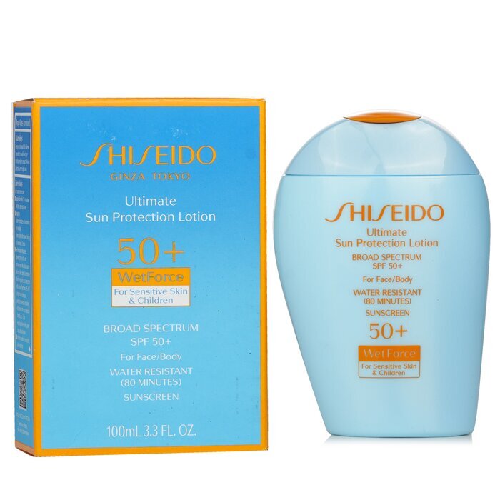 Shiseido Ultimate Sun Protection Lotion WetForce For Face & Body SPF 50+ - For Sensitive Skin & Children 100ml