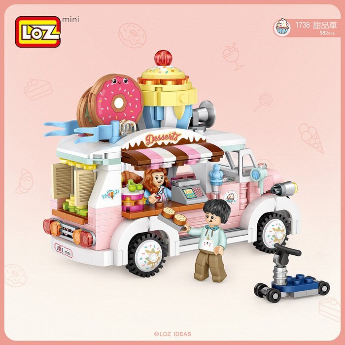 LOZ Mini Blocks - Dessert Cart Building Bricks Set 14 x 18 x 8 cm