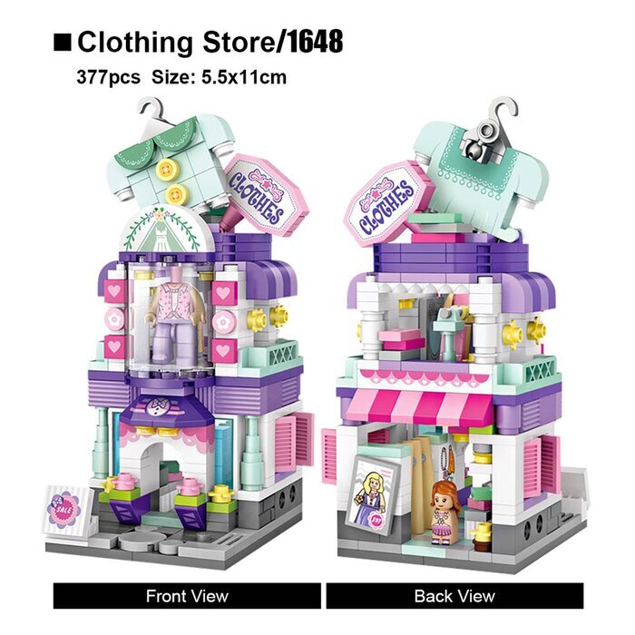 LOZ Street Series - Clothing Store Building Bricks Set 19.5x16.5x4.5cm