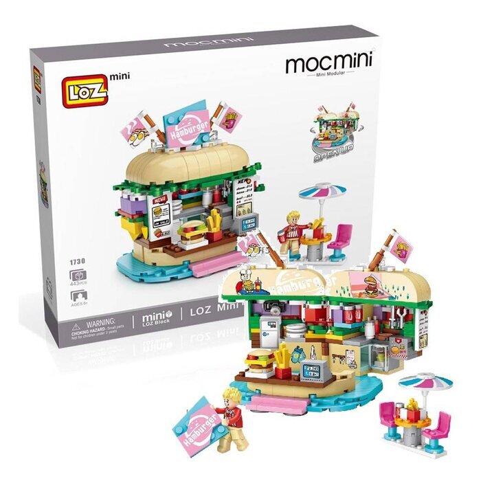 LOZ Dream Amusement Park Series - Burger shop Building Bricks Set 13.5 x 18 x 8cm