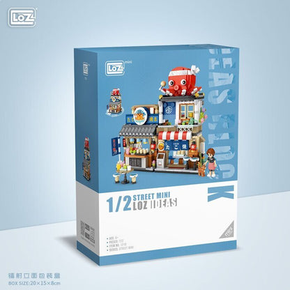LOZ Mini Blocks - Japanese Street Style Takoyaki Shop Building Bricks Set 15 x 20 x 8cm