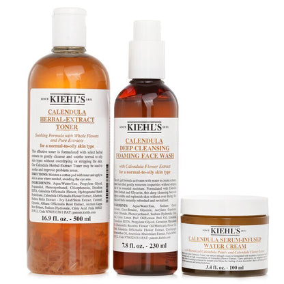 Kiehl's Calendula 3 Step Hydration Set: Face Wash 230ml + Toner 500ml + Water Cream 100ml 3pcs
